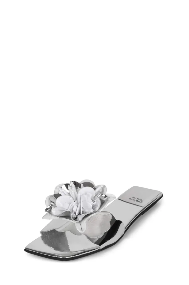 Women Flat Jeffrey Campbell BLOOMSDAY Silver White Combo