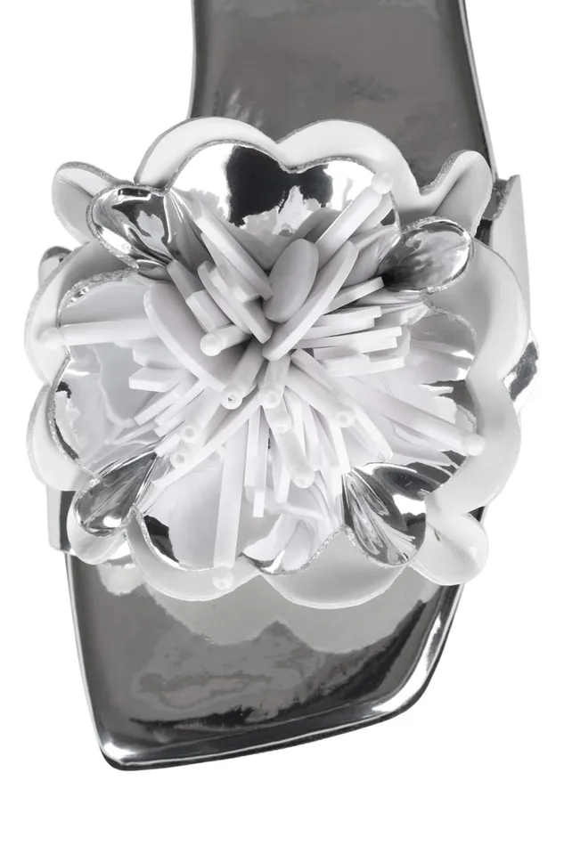 Women Flat Jeffrey Campbell BLOOMSDAY Silver White Combo