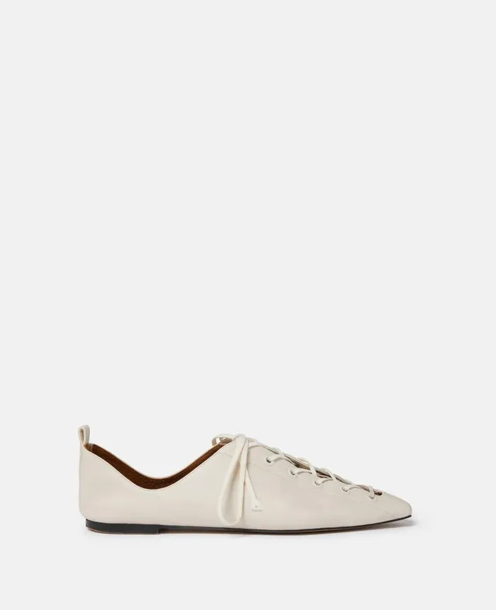 Women Flats Stella McCartney Terra Laced Alter Mat Ballerina Flats Greggio White Women Flats Stella McCartney Terra Laced Alter Mat Ballerina Flats Greggio White