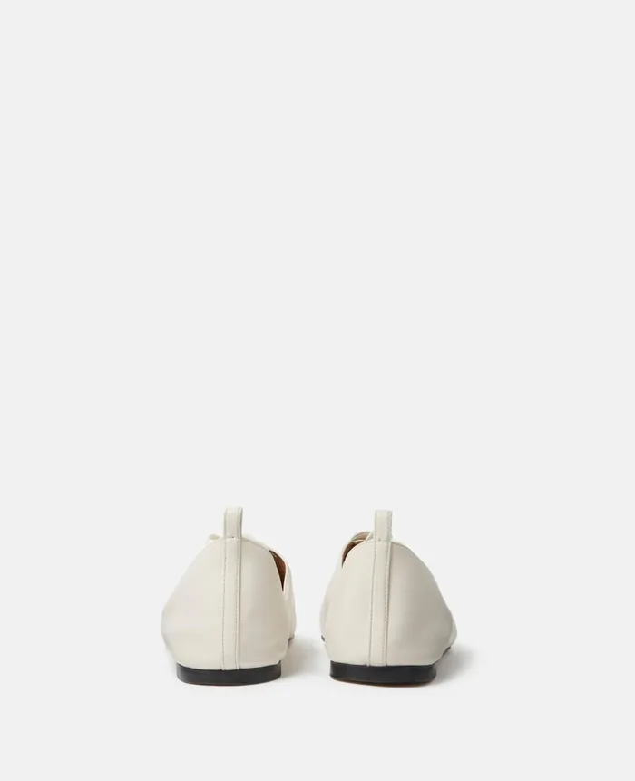 Women Flats Stella McCartney Terra Laced Alter Mat Ballerina Flats Greggio White