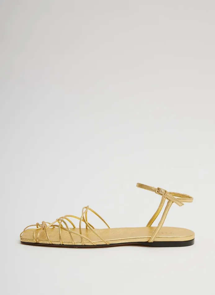 Women Flats Tibi Berneice Kidskin Sandal Gold