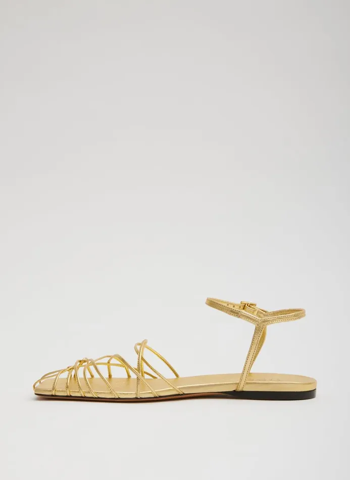 Women Flats Tibi Berneice Kidskin Sandal Gold