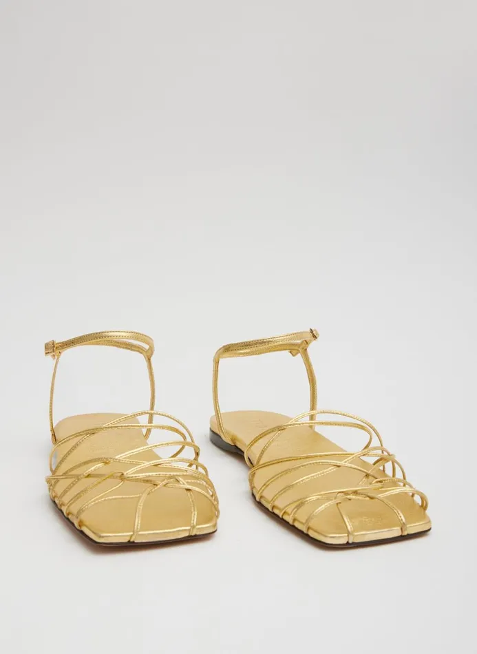Women Flats Tibi Berneice Kidskin Sandal Gold