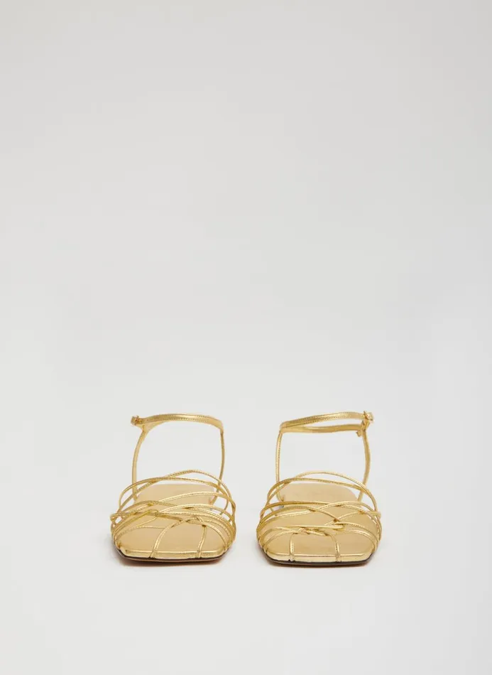 Women Flats Tibi Berneice Kidskin Sandal Gold