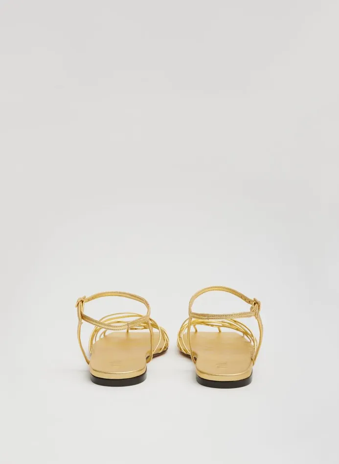 Women Flats Tibi Berneice Kidskin Sandal Gold