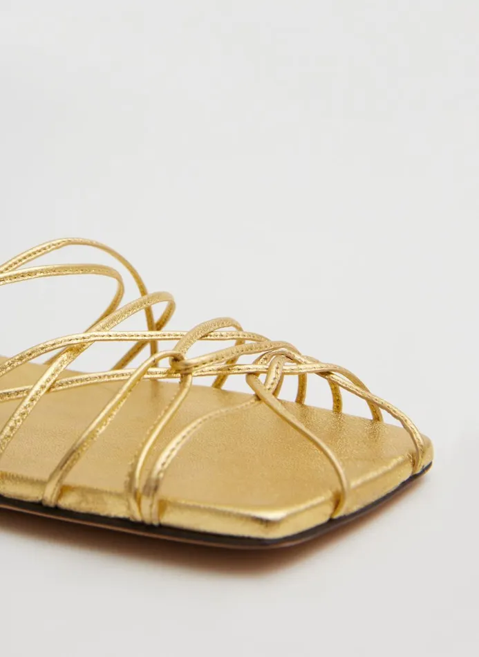 Women Flats Tibi Berneice Kidskin Sandal Gold