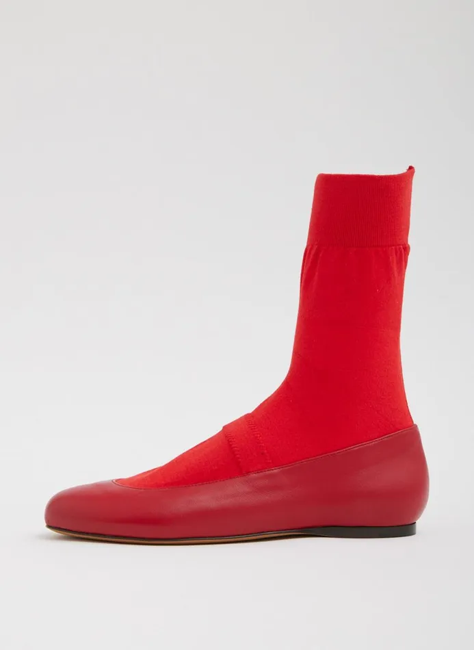 Women Flats Tibi Borg Sock Shoe Red