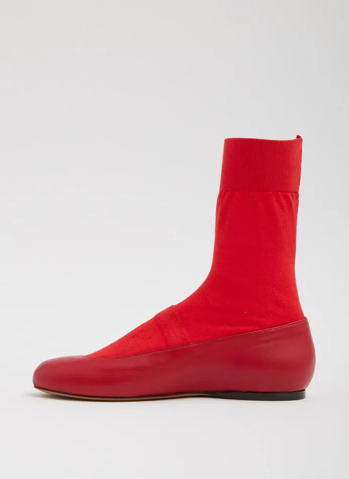 Women Flats Tibi Borg Sock Shoe Red