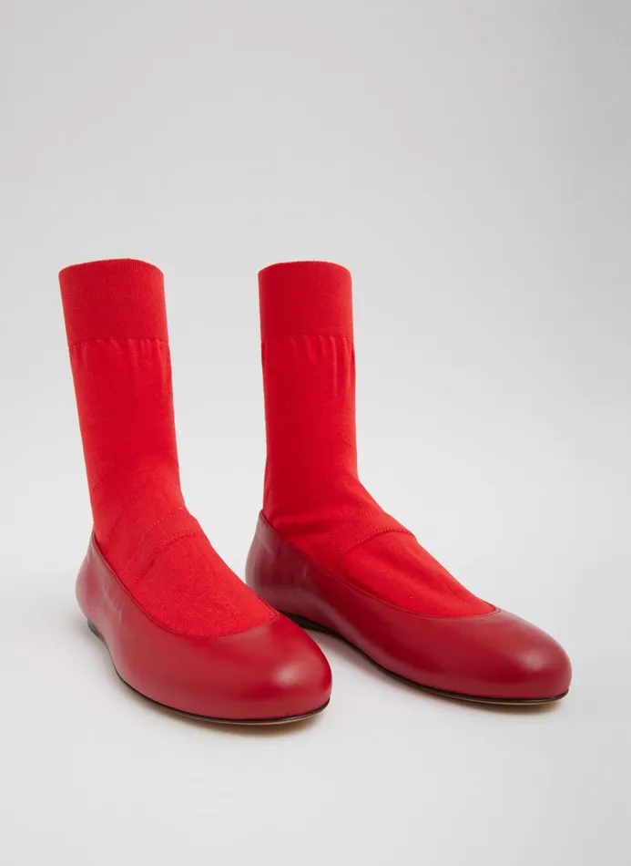 Women Flats Tibi Borg Sock Shoe Red