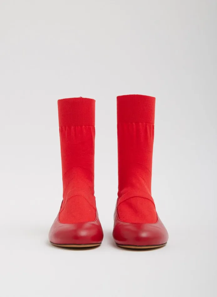 Women Flats Tibi Borg Sock Shoe Red
