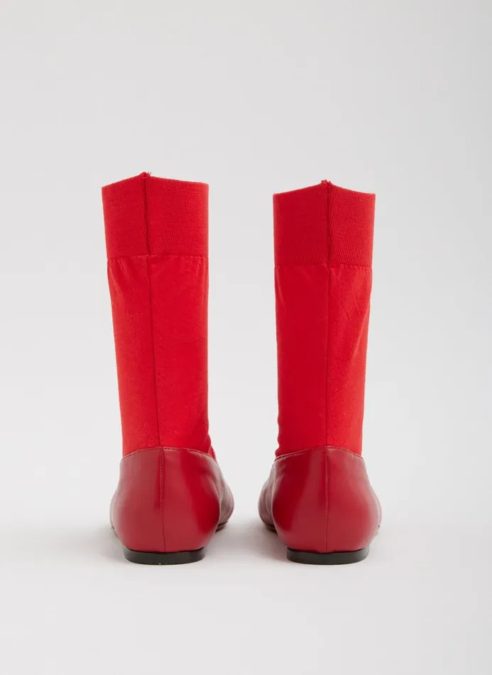 Women Flats Tibi Borg Sock Shoe Red
