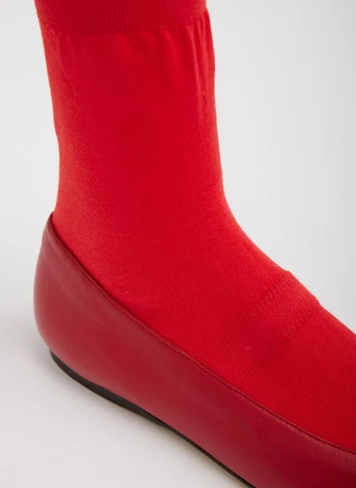 Women Flats Tibi Borg Sock Shoe Red