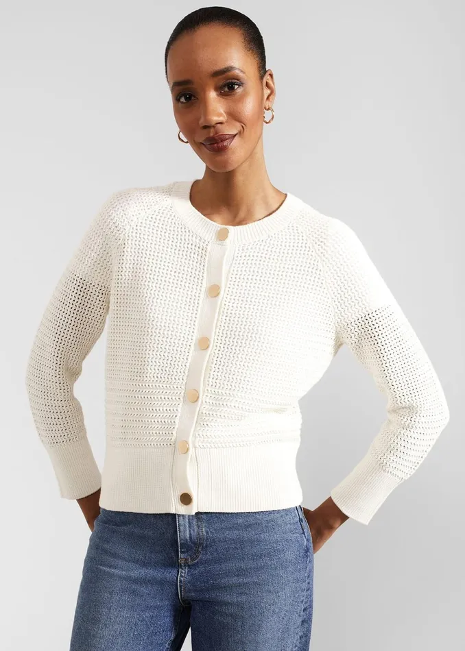 Women Florentina Cotton Cardigan Ivory Hobbs Jumpers and Cardigans