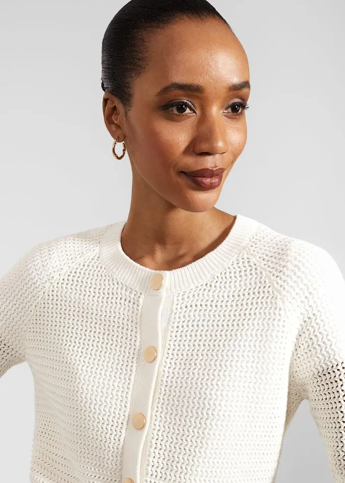 Women Florentina Cotton Cardigan Ivory Hobbs Jumpers and Cardigans