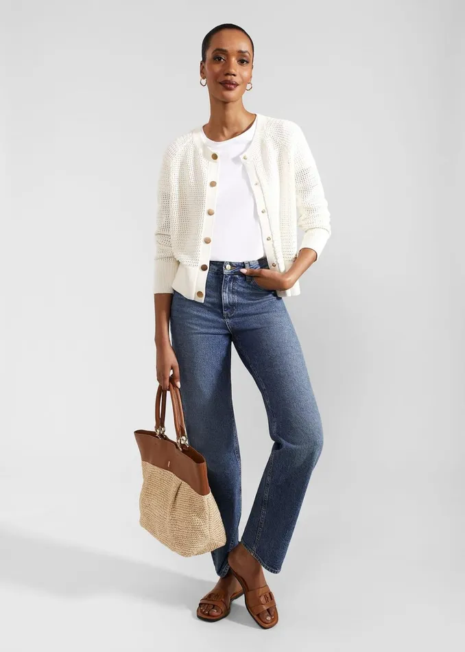 Women Florentina Cotton Cardigan Ivory Hobbs Jumpers and Cardigans