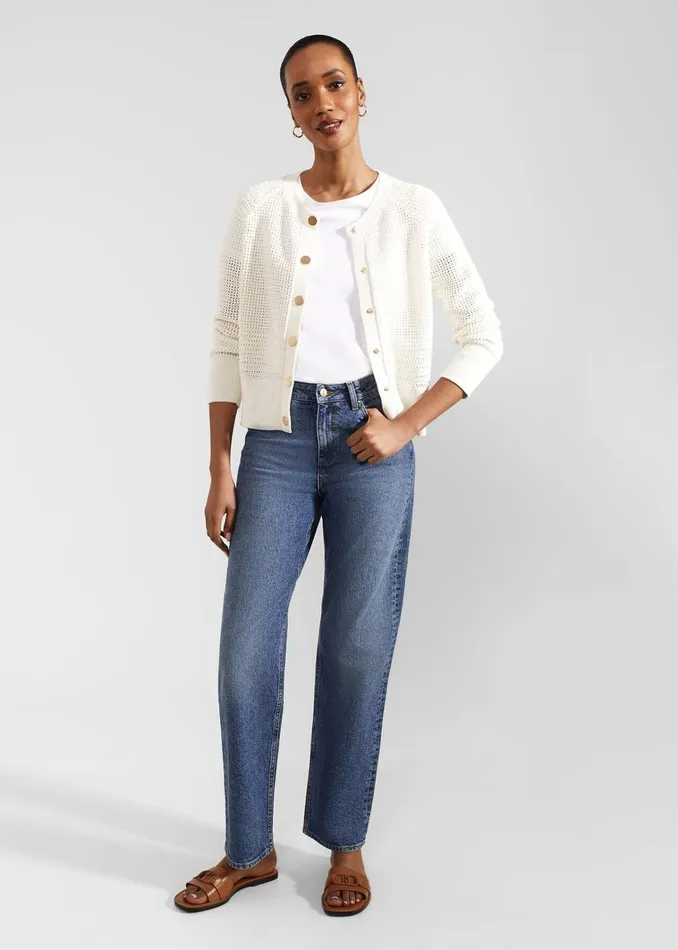 Women Florentina Cotton Cardigan Ivory Hobbs Jumpers and Cardigans