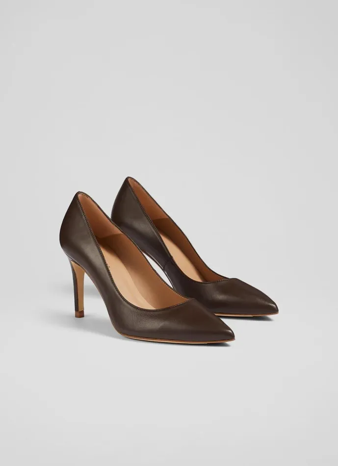 Women Floret Nude 5 Leather Pointed Courts Brown LKBennett Court Shoes Women Floret Nude 5 Leather Pointed Courts Brown LKBennett Court Shoes