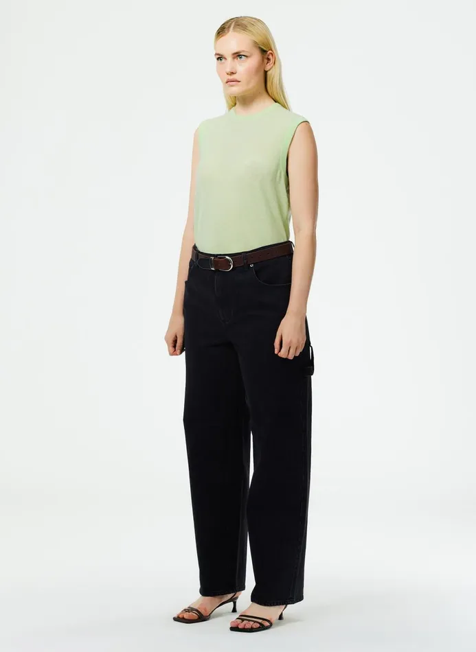 Women Fundamentals Tibi Black Denim Slouchy Carpenter Jean Black