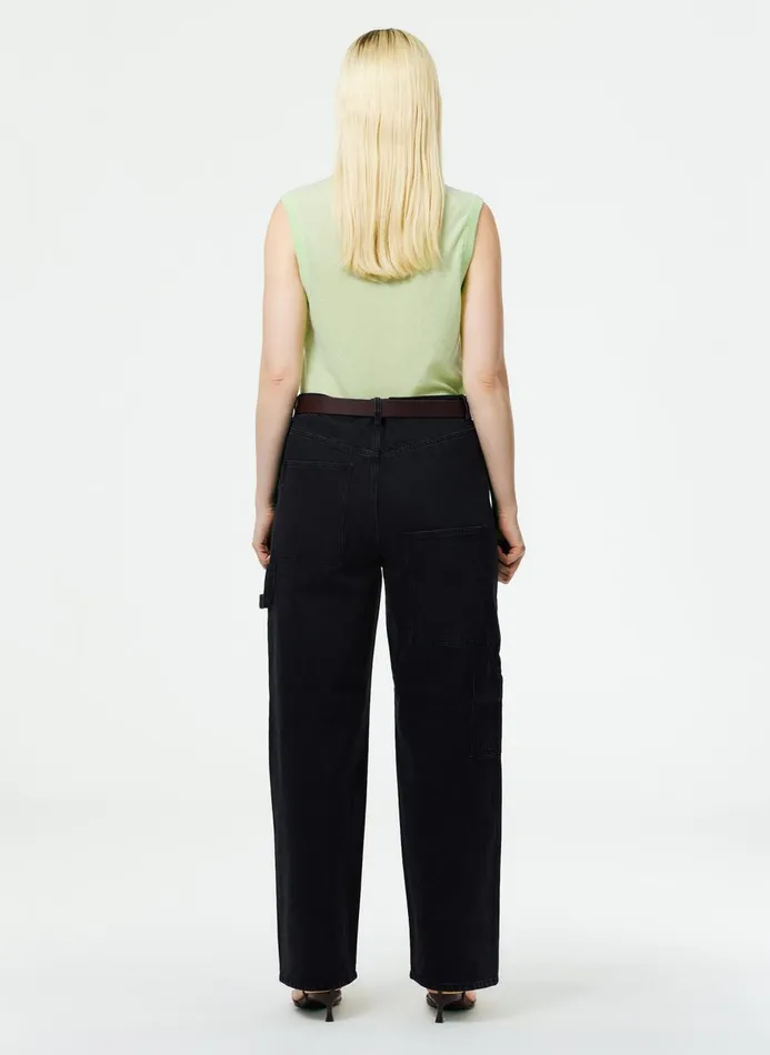 Women Fundamentals Tibi Black Denim Slouchy Carpenter Jean Black