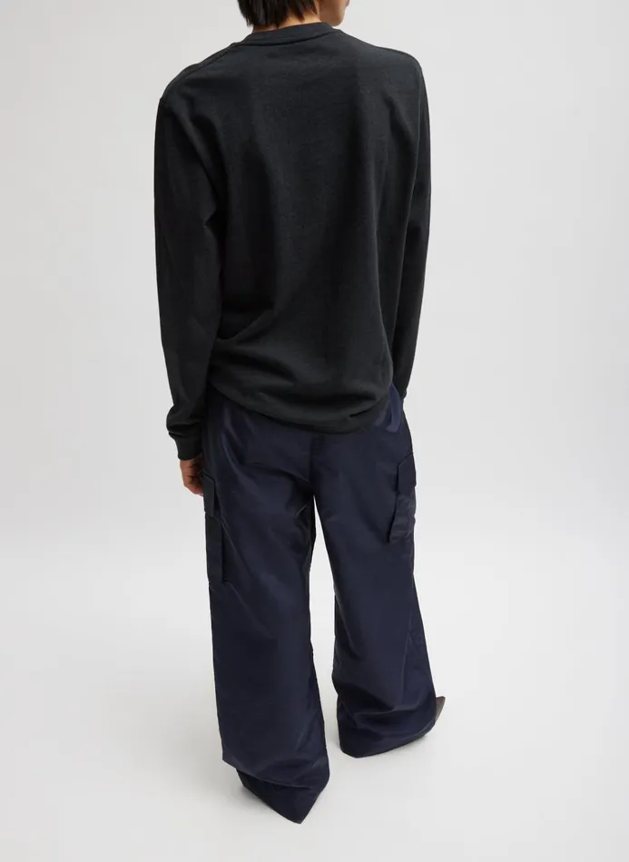 Women Fundamentals Tibi Crispy Nylon Stella Pleated Cargo Pant Navy