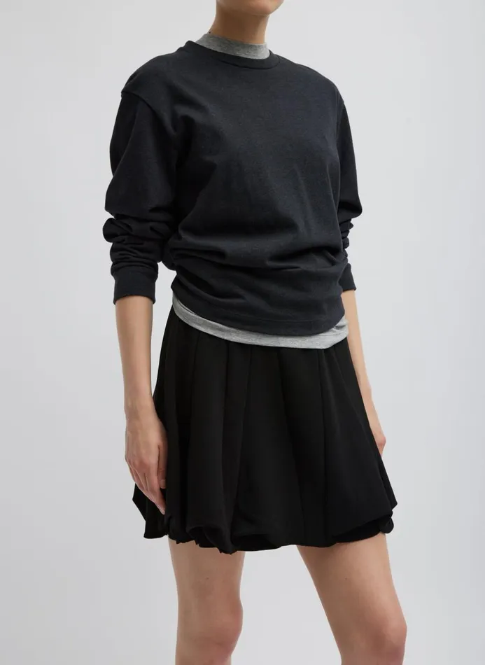 Women Fundamentals Tibi Perfect Unisex Long Sleeve TShirt Charcoal Grey