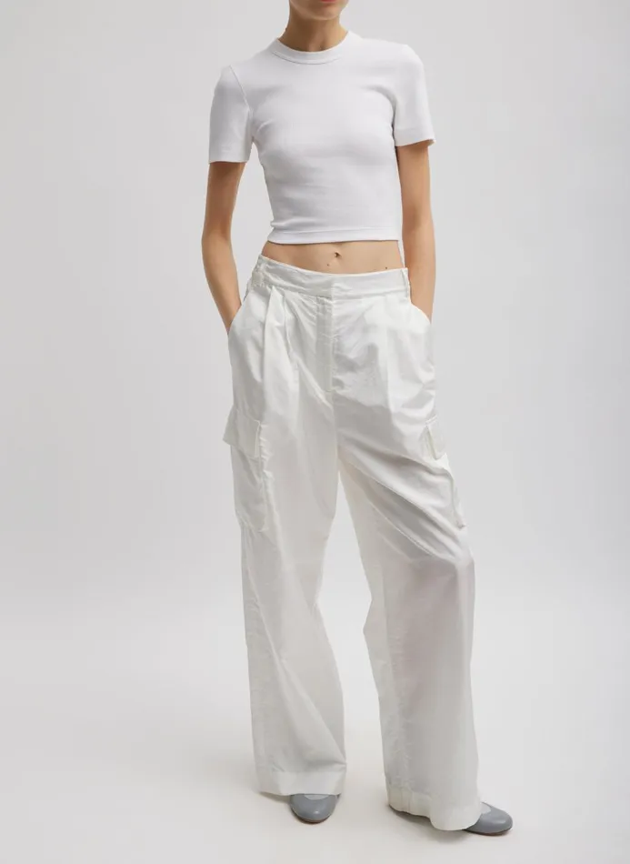 Women Fundamentals Tibi Ribbed Cropped Baby TShirt White