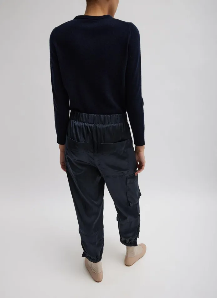 Women Fundamentals Tibi Shiny Nylon Pull On Wilt Jogger Navy