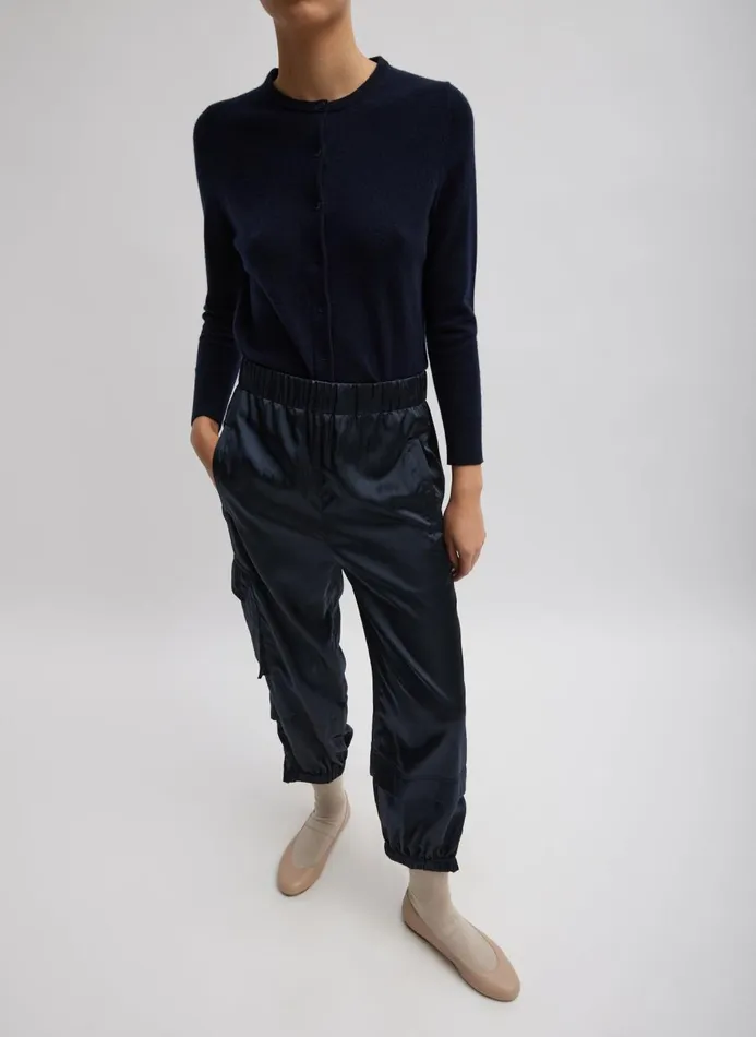 Women Fundamentals Tibi Shiny Nylon Pull On Wilt Jogger Navy