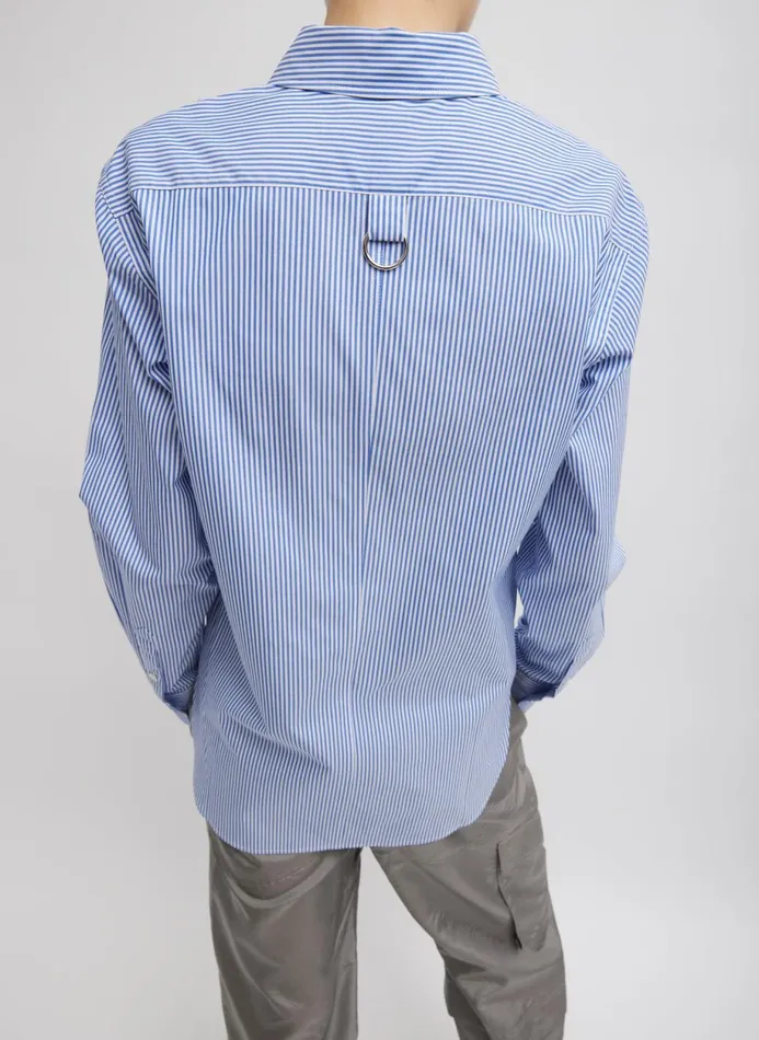 Women Fundamentals Tibi Striped Shirting Charlie Men039s Slim Shirt Blue Multi