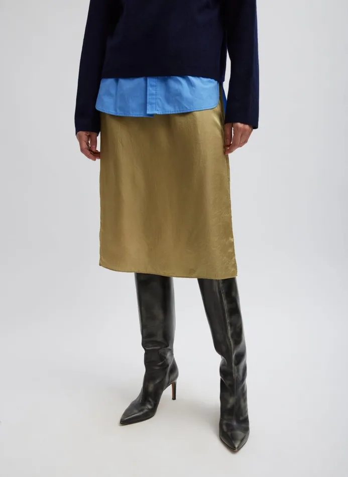Women Fundamentals Tibi The Slip Skirt Champagne