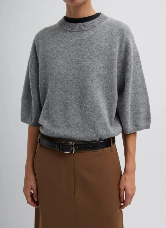 Women Fundamentals Tibi Washable Cashmere Oversized Easy TShirt Heather Grey