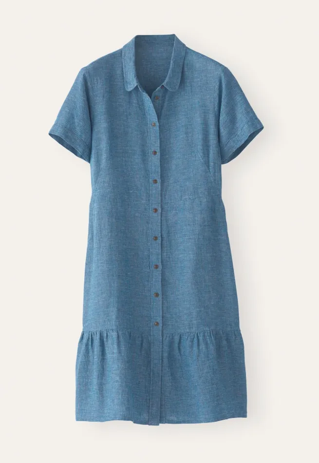 Women Gathered Hemseam Dress Aqua Navy Poetry Fashion Dresses and Skirts