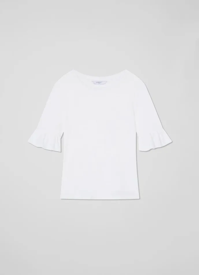 Women Gene Linen Frill TShirt In White White LKBennett Tops Women Gene Linen Frill TShirt In White White LKBennett Tops