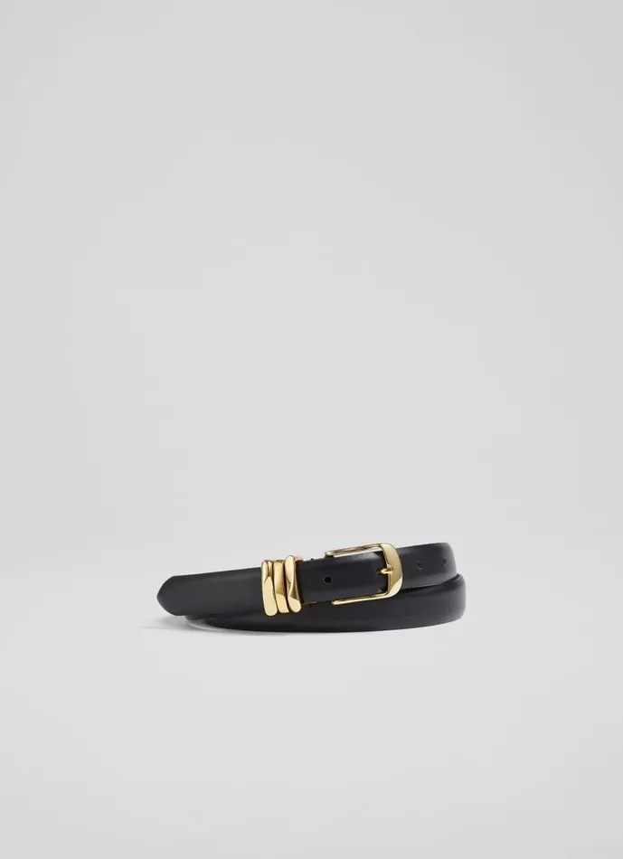 Women Georgette Black Leather Belt LKBennett Belts