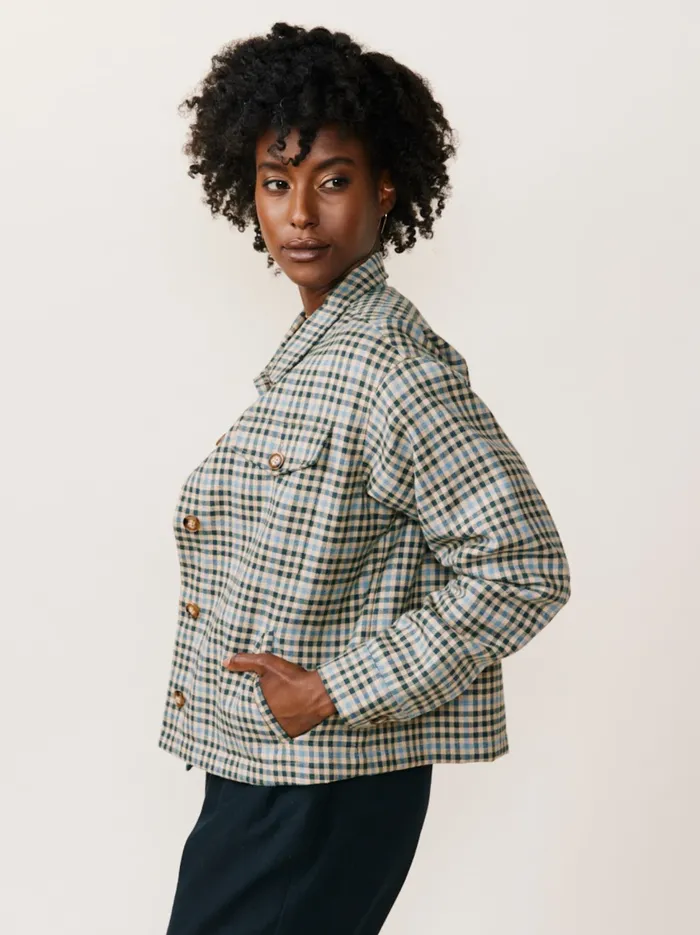 Women Gianna Plaid Jacket BlueBlack Plaid Coats and Jackets Able