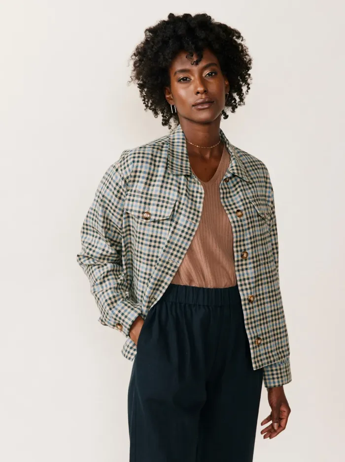 Women Gianna Plaid Jacket BlueBlack Plaid Coats and Jackets Able