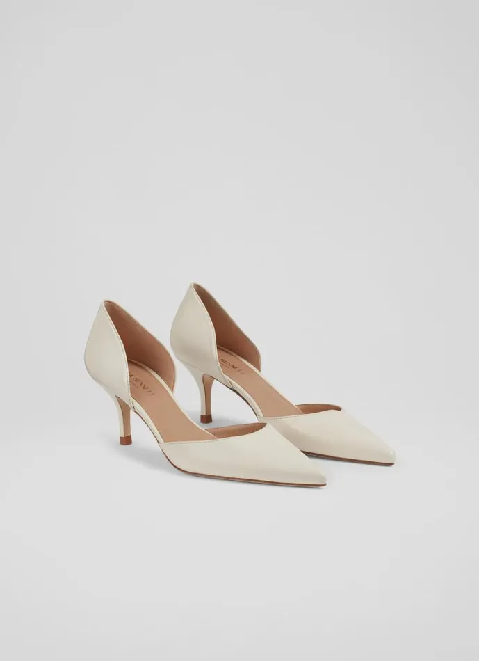 Women Harley Cream Leather D039Orsay Courts Neutral LKBennett Court Shoes