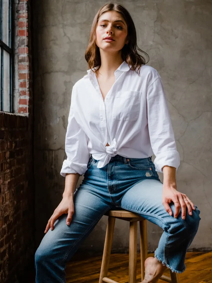 Women Harris Oversized Button Down Shirt BlueWhite Stripe Denim Able