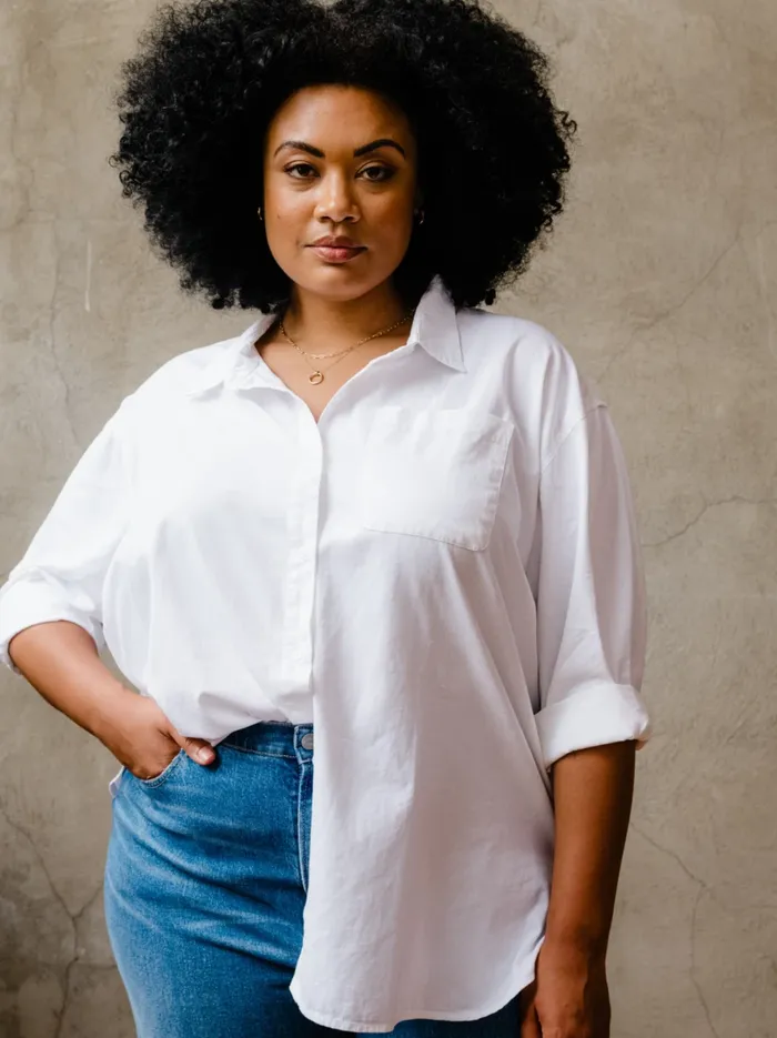 Women Harris Oversized Button Down Shirt BlueWhite Stripe Denim Able
