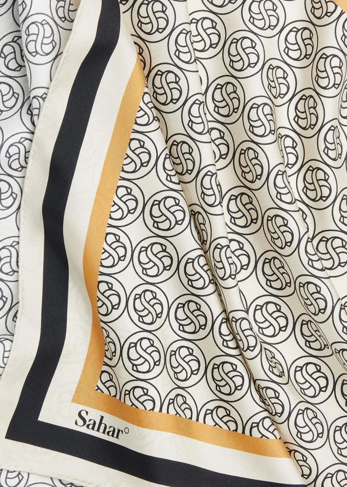 Women Hats Gloves and Scarves Whistles Ivory Sahar S Monogram Silk Scarf