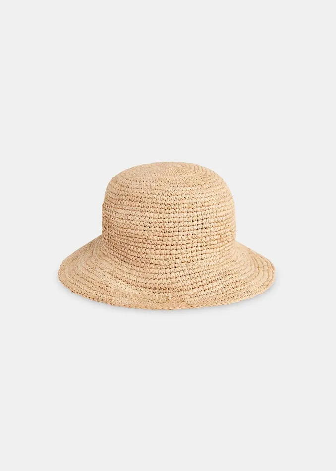 Women Hats Gloves and Scarves Whistles Neutral Straw Bucket Hat