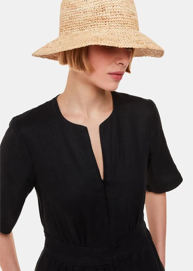 Women Hats Gloves and Scarves Whistles Neutral Straw Bucket Hat