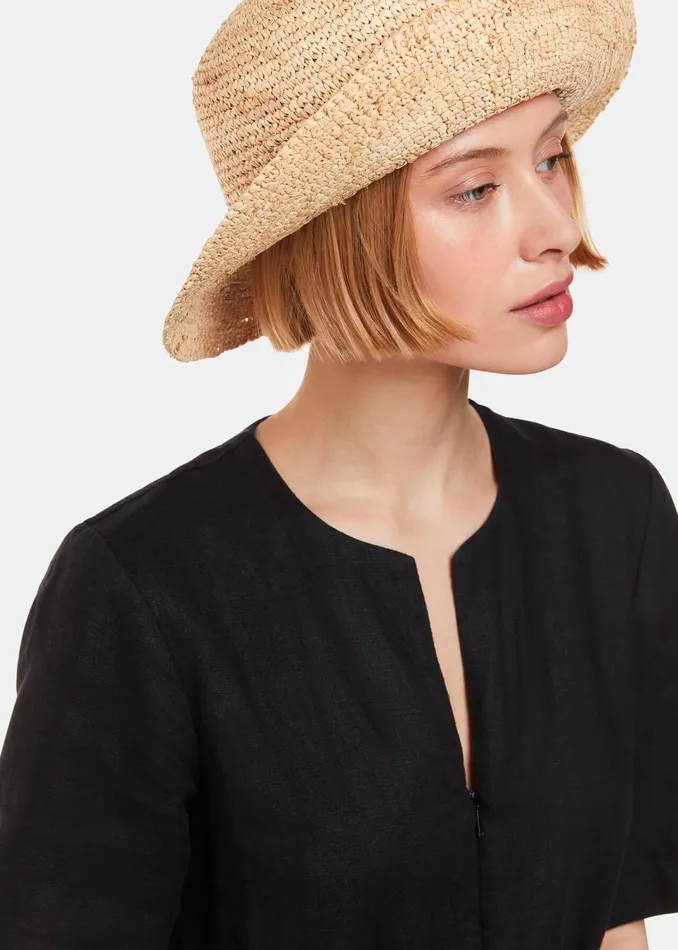 Women Hats Gloves and Scarves Whistles Neutral Straw Bucket Hat