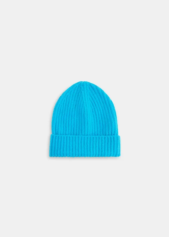Women Hats Gloves and Scarves Whistles Turquoise Wool Mix Rib Beanie