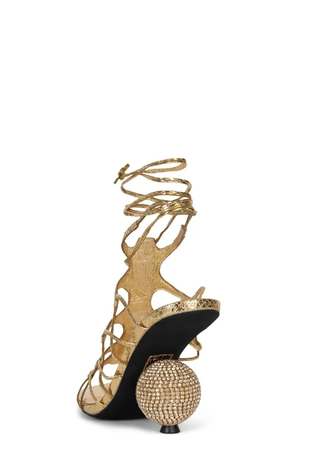 Women Heel Jeffrey Campbell LEFREAK Gold Metallic Snake