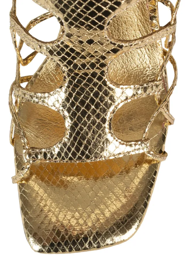 Women Heel Jeffrey Campbell LEFREAK Gold Metallic Snake