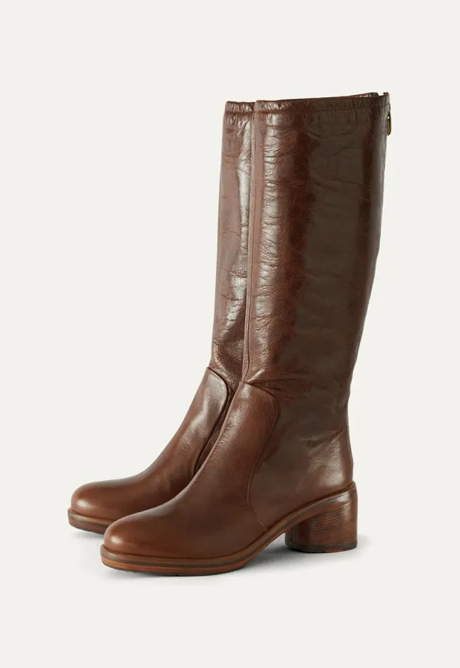 Women Heeled Boots Dark Tan Poetry Fashion Footwear