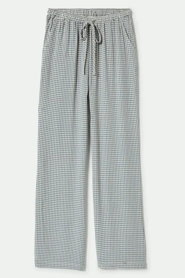 Women Hudson Lounge Pant Azure Blue Gingham Brixton Pants