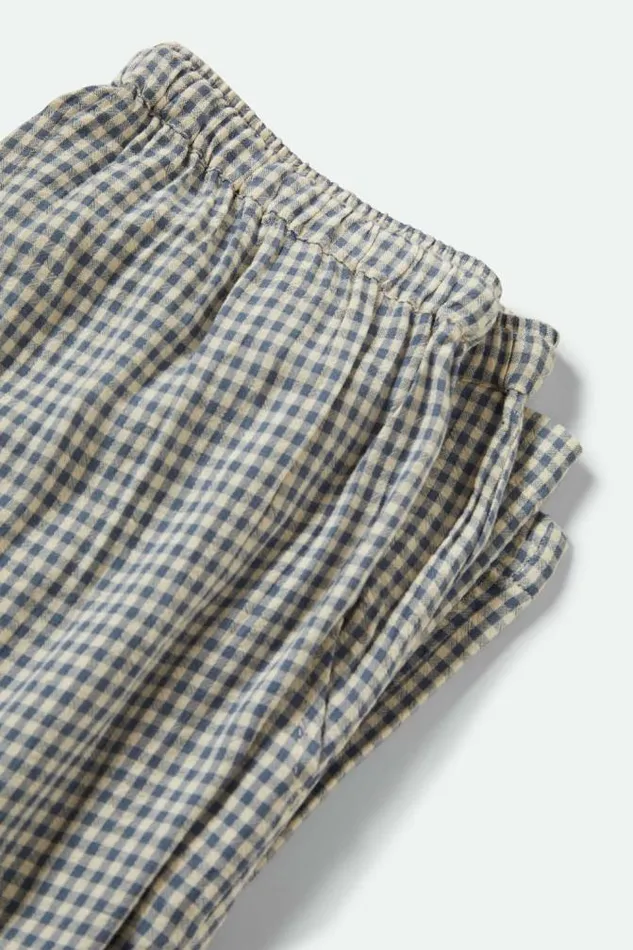 Women Hudson Lounge Pant Azure Blue Gingham Brixton Pants