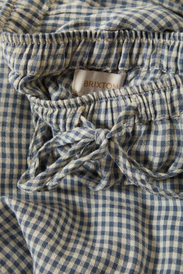 Women Hudson Lounge Pant Azure Blue Gingham Brixton Pants